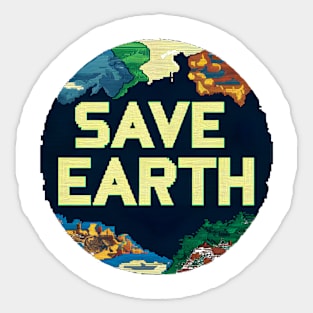 save earth globe pixel art Sticker